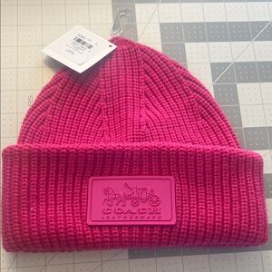 Coach Kids Fuchsia Knit Hat